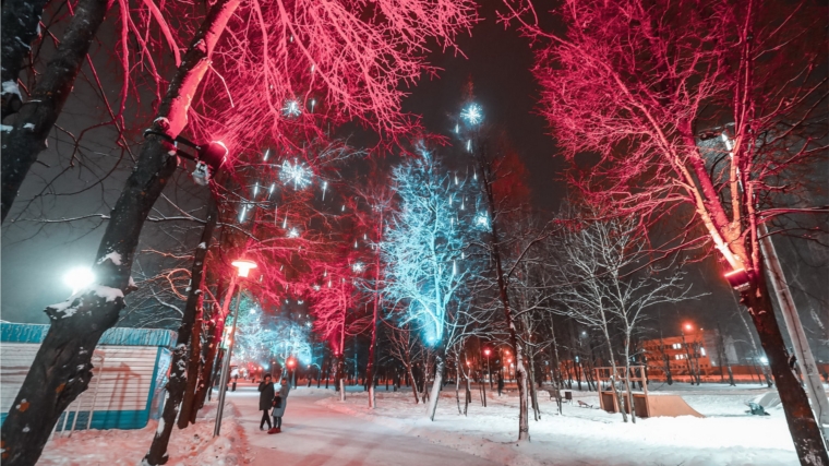 В центре города ведутся работы по основному оформлению деревьев световой иллюминацией